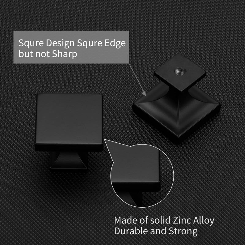 homdiy 25 Pack Black Cabinet Knobs Matte Black Square Dresser Drawer Knobs Zinc Alloy Kitchen Cabinet Hardware - Image 3